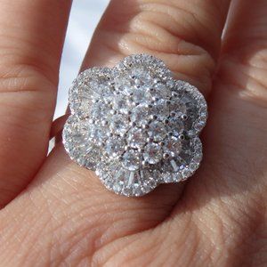 White Diamond Simulant CZ Flower statement ring size 9